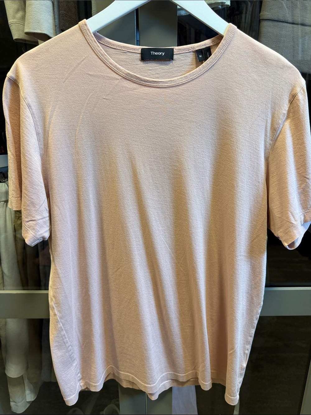 Theory Men Short Sleeve Crewneck Tee in Pale Pink